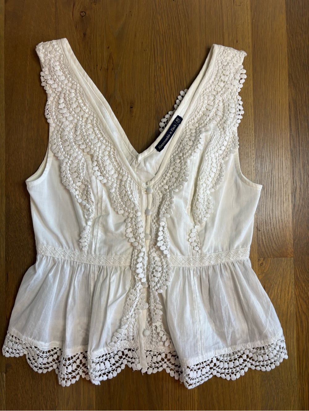 Abercrombie & Fitch White Crochet-Trim Peplum Camisole
